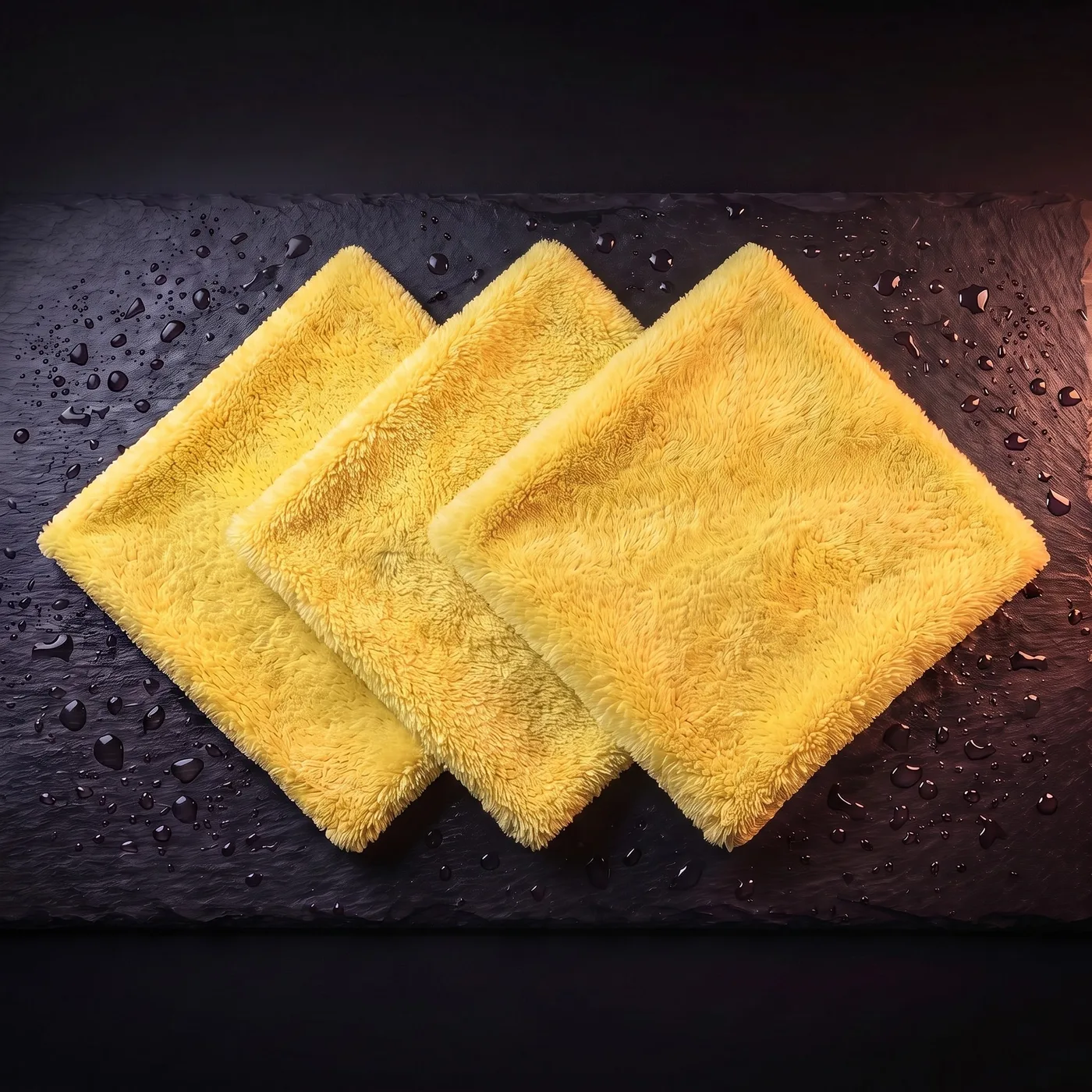 Ściereczka bezszwowa z mikrofibry żółta 40 × 40 cm, 500 g/m², zestaw ułożony z góry